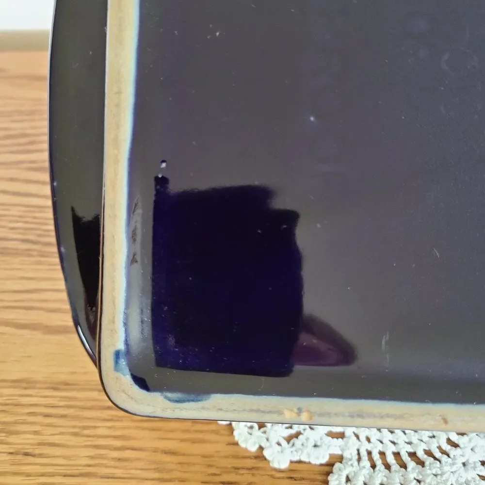 Vintage Ceramic Pottery ~13x9 Baking Dish Handmade Cobalt Blue Glazed Baking Pan
